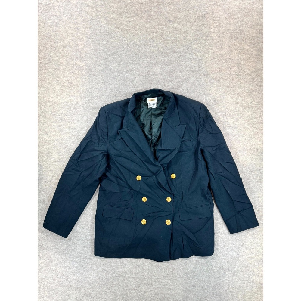 Talbots Blazer Jacket Womens 18 Navy Blue Lined Wool Peak Lapel Double Breasted